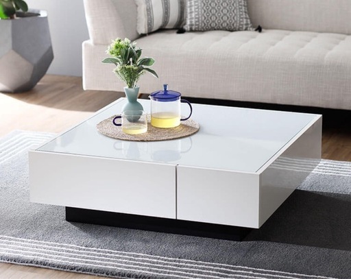 LOWYA ローテーブル　ガラストップ　幅90