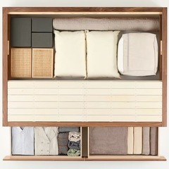 無印良品　　収納ベッド　ダブル　ウォールナット　ヘッドボード付きの画像