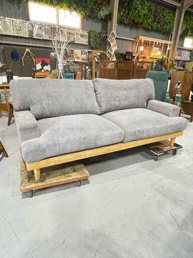 ★不二貿易ソファ★ コーデュロイソファ フェリーチェ 2人掛け グレー 北欧 ナチュラル リビング