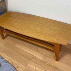 9/22受け取り限定　木製棚付きローテーブルの画像