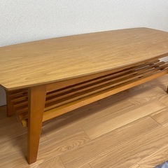 9/22受け取り限定　木製棚付きローテーブル