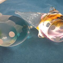 マルティグラス 鳥の置物 ペーパーウェイト 2体セット ブルー系 ピンク系 文鎮 Multi Glass 札幌 西岡店の画像