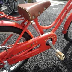 中古子供自転車３２４７　前後タイヤ新品！ブリヂストン　ハッチ　１８インチ　ギヤなし　 身長１０７㎝前後　＊片足スタンドに変更可・無料（購入時のみ）