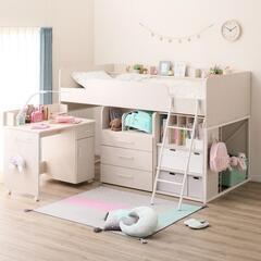 【美品】ニトリのシステムベッド　白　デスクと椅子もついてます