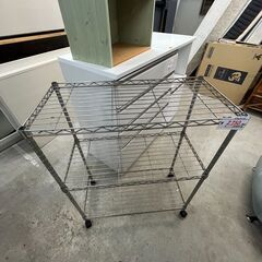 リサイクルショップどりーむ天保山店　No14318　メタルラック　スチールラック　キャスター付き　の画像