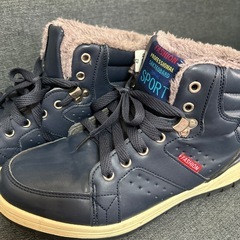 メンズ　ハイカット　スニーカー　26センチ　紺色　モコモコの画像