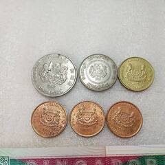 10ドル38セント【シンガポール旧紙幣・硬貨まとめて】旧札5ドル 20セント/10セント/5セント/1セント硬貨 シンガポールドルの画像