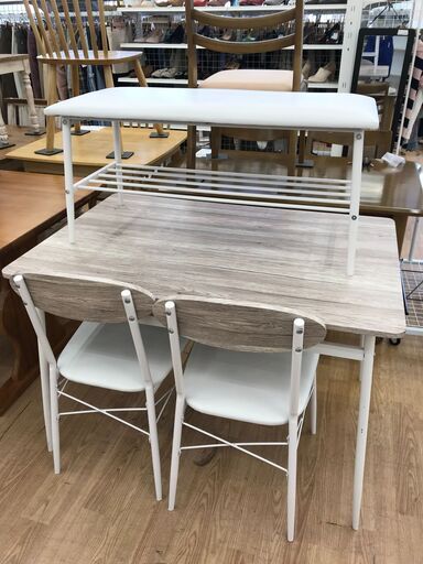 ★ジモティ割あり★  ダイニングテーブルセット ホワイト H71×W105×D70 クリーニング済み KJ6197