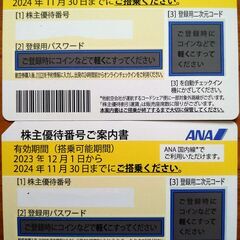 ANA株主優待券【～2024年11月30日搭乗分】 2枚