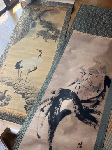 掛け軸「鶴亀」「達磨」