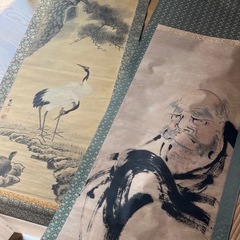 掛け軸「鶴亀」「達磨」