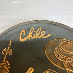 k0916617  銅製 壁飾り 飾り皿 made in Chile インテリア 置物 銅細工 プレート 工芸品 チリ 中古 現状品の画像