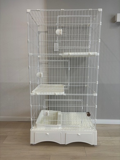 キャットケージ　キャットタワー　３段　トイレ一体型