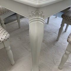 ダイニングテーブルセット（椅子6脚）幅130cm×奥行85cm×高さ75cm 色：ホワイトの画像