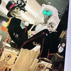 見本未発売★アメリカで購入☆ハロウィン★がいこつ夫婦のライト模型