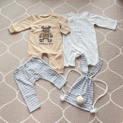 新品あり　ベビー服 ロンパース2枚 パンツ2枚 巾着1枚 セット  