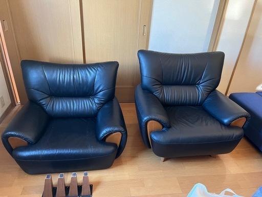 本革　1人掛けソファ　2脚セット　応接室等に