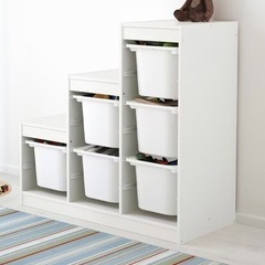 IKEA イケア　キッズ　収納家具　 3段　階段   TROFAST トロファスト 収納コンビネーション, ホワイトの画像