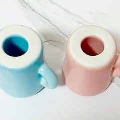 歯ブラシ立て　ピンク　ブルー　ペア　カップル　歯ブラシ　置物　置き物の画像