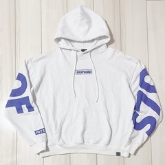 パーカー　トップス　白　ホワイト　紫