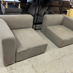 ロ2409-342 無印良品 ３人掛けソファ グレー シミ汚れあり ２つに分かれます 中古の画像