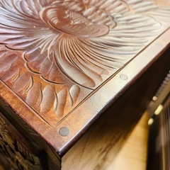 【武蔵小山店】  日光彫　日光彫り　引き出し　チェスト　小物入れ　伝統工芸　小箪笥　彫刻　民芸家具　箪笥　検　軽井沢彫　桜彫刻　桜　小引出　和家具　抽斗　棚　ビンテージ　レトロ　古道具　の画像