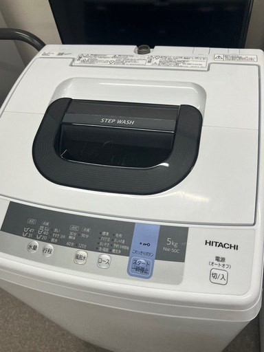 HITACHI NW-50C 洗濯機　年製2019 5kg 動作品 中古 高年式 5.0kg 全自動洗濯機 ピュアホワイト 日立 NW-50C 2019年 
