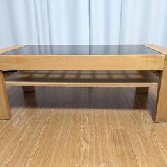 ガラス＆ウッド　ローテーブル(102.5cm×45.5cm×38.5cm)の画像