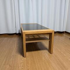 ガラス＆ウッド　ローテーブル(102.5cm×45.5cm×38.5cm)の画像