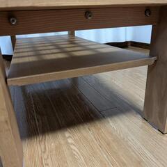 ガラス＆ウッド　ローテーブル(102.5cm×45.5cm×38.5cm)の画像