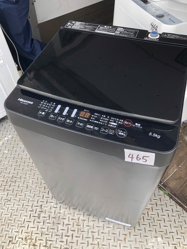 NO 465 配送無料　保証付き 2021年 ハイセンス 5．5kg全自動洗濯機 keyword マットブラック HW-G55EK