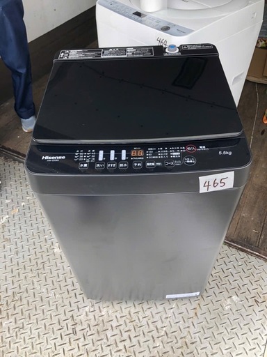 NO 465 配送無料　保証付き 2021年 ハイセンス 5．5kg全自動洗濯機 keyword マットブラック HW-G55EK