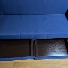 3人掛け？　ソファーベット　青　ブルー　の画像