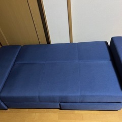 3人掛け？　ソファーベット　青　ブルー　の画像
