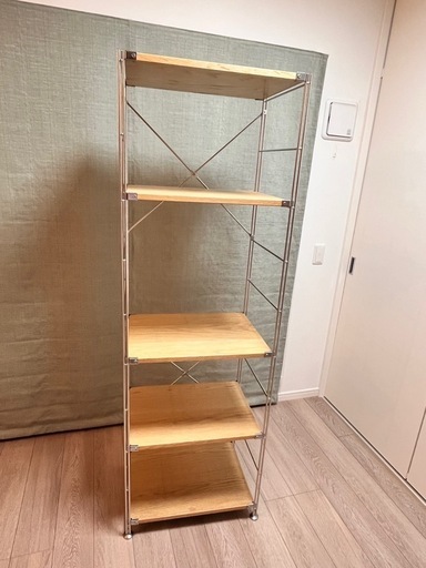 無印良品　ステンレスユニットシェルフ　オーク材棚セット　大