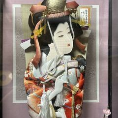 伝統工芸 江戸押絵羽子板飾 正絹 「優」盛光作◆歌舞伎名舞踊汐汲◆ガラスケース付 高さ71cm◆取りに来て頂ける方♪の画像