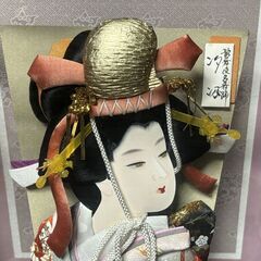 伝統工芸 江戸押絵羽子板飾 正絹 「優」盛光作◆歌舞伎名舞踊汐汲◆ガラスケース付 高さ71cm◆取りに来て頂ける方♪の画像