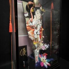 伝統工芸 江戸押絵羽子板飾 正絹 「優」盛光作◆歌舞伎名舞踊汐汲◆ガラスケース付 高さ71cm◆取りに来て頂ける方♪の画像
