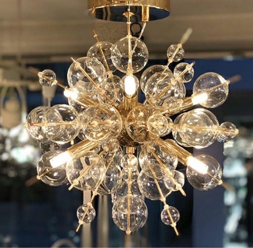 美品 バブルシャンデリア ゴールド