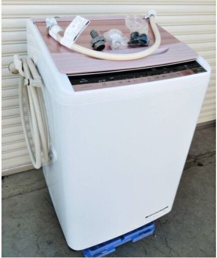 【2016年製】日立　7.0㎏　洗濯機　BW-7WV　動作良好　ビートウォッシュ　つけおきナイアガラビート洗浄　ピンク系　HITACHI