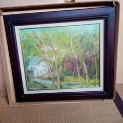 油絵額装　風景画　サイズ約62cm×54cm