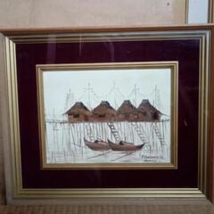 フィリピン土産油絵風景画　サイズ約50cm×42.5cm