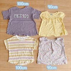 女の子　綿100%半袖Tシャツ　4枚セット　90cm  100cmの画像