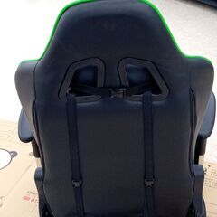 ★ジモティ割あり★  ゲーミングチェア グリーン／ブラック H98×D60×W69 クリーニング済み TJ8572の画像