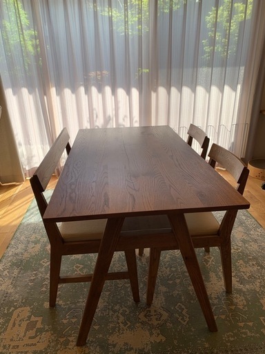 unico ADDAY テーブルW1500と椅子2脚