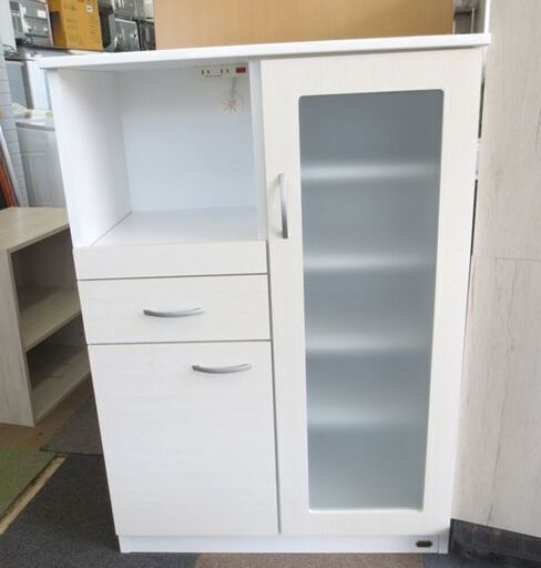 ミドルレンジボード 幅75cm 高さ107㎝ スイートデコレーション キッチン収納 ホワイト系 食器棚 キッチンカウンター 札幌 北2