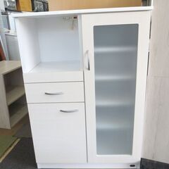 ミドルレンジボード 幅75cm 高さ107㎝ スイートデコレーション キッチン収納 ホワイト系 食器棚 キッチンカウンター 札幌 北20条店の画像