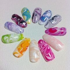 🟣ウオーターマーブルNAILアートの画像