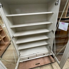ガラス扉キャビネット 白 オシャレの画像