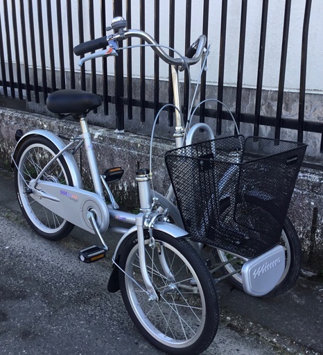 超美品車＞ブリヂストン・ミンナ三輪自転車・シルバー・鍵付き